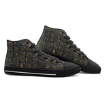 High-Top Canvas Shoes Egypt Gold Symbols Stone Engraved Art