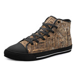 High-Top Canvas Shoes Golden Egyptian Engraved Collage