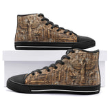 High-Top Canvas Shoes Golden Egyptian Engraved Collage