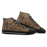 High-Top Canvas Shoes Golden Egyptian Engraved Collage