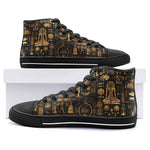 High-Top Canvas Shoes Mysterious Golden Egyptian Symbols