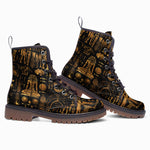 Leather Boots Mysterious Golden Egyptian Symbols