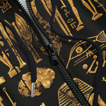 Men's Zip Up Hoodie Mysterious Golden Egyptian Symbols