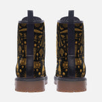 Leather Boots Egyptian Symbols in Gold