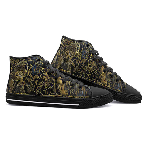 High-Top Canvas Shoes Golden Egyptian Characters