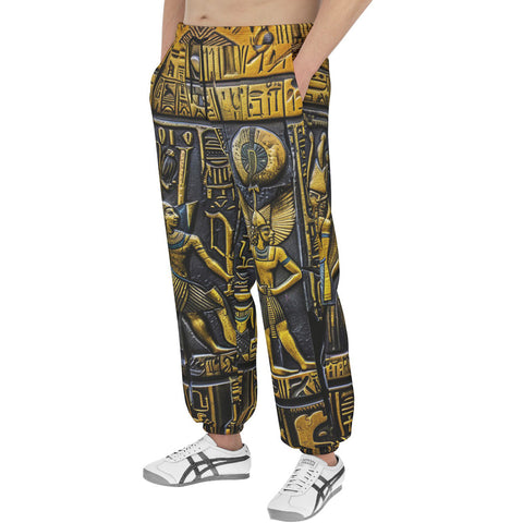 Men's Sweatpants Egyptian Characters Engraved in Gold