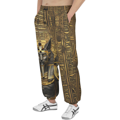 Men's Sweatpants Anubis Cat Egypt Gold and Black Stone