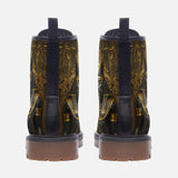 Leather Boots Anubis Cat Egypt Gold and Black Stone