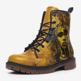 Leather Boots Egyptian Woman in Gold Grungy Splash