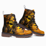 Leather Boots Egyptian Woman in Gold Grungy Splash