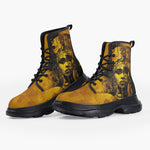 Casual Leather Chunky Boots Egyptian Woman in Gold Grungy Splash