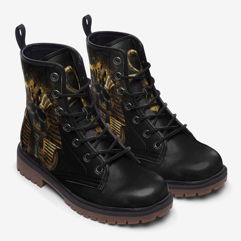 Leather Boots Ancient Pharaoh Skull Art