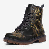 Leather Boots Golden Pharaoh Skull Art