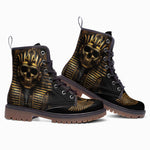 Leather Boots Golden Pharaoh Skull Art