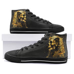 High-Top Canvas Shoes Egyptian Mummy Skull Gold Splash