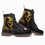 Leather Boots Egyptian Mummy Skull Gold Splash