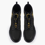 Casual Leather Chunky Boots Egyptian Mummy Skull Gold Splash