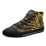 High-Top Canvas Shoes Skull of Pharaoh Striped Background