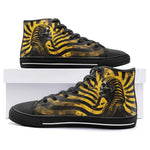 High-Top Canvas Shoes Skull of Pharaoh Striped Background