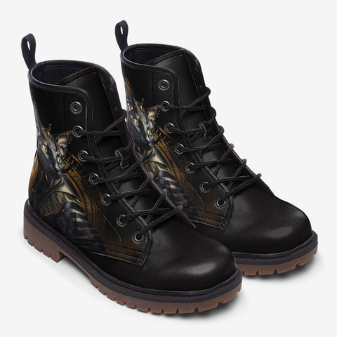 Leather Boots Egyptian Cat with Golden Eyes