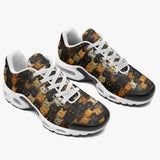 Air Cushion Sneakers Black and Orange Cats Art