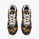Air Cushion Sneakers Black and Orange Cats Art