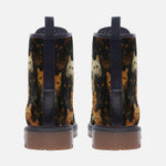 Leather Boots Black and Orange Cats Art
