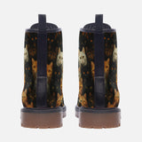 Leather Boots Black and Orange Cats Art