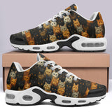 Air Cushion Sneakers Black and Orange Cats Art