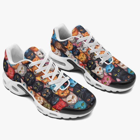 Air Cushion Sneakers Colorful Cats Art Pattern