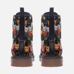 Leather Boots Colorful Cats Art Pattern