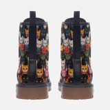 Leather Boots Colorful Cats Art Pattern