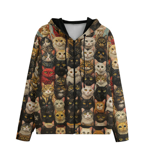 Men's Zip Up Hoodie Cats Art Oil Painting