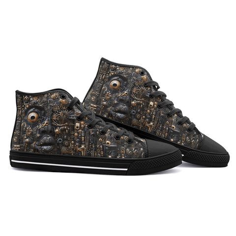 High-Top Canvas Shoes Science Fiction Mechanical Skulls Concept