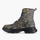 Casual Leather Chunky Boots Fantasy Artwork Mosaic