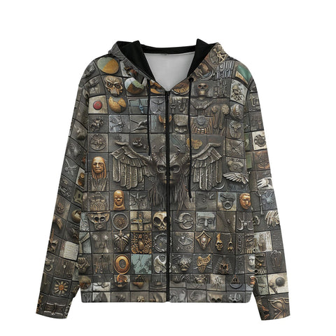 Men's Zip Up Hoodie Fantasy Artwork Mosaic