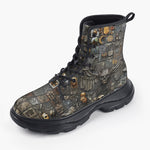 Casual Leather Chunky Boots Fantasy Artwork Mosaic