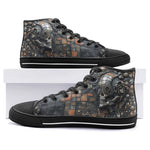 High-Top Canvas Shoes Skull Gears Mosaic Art