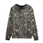 Men's Zip Up Hoodie Metal Antiques Wall Mosaic