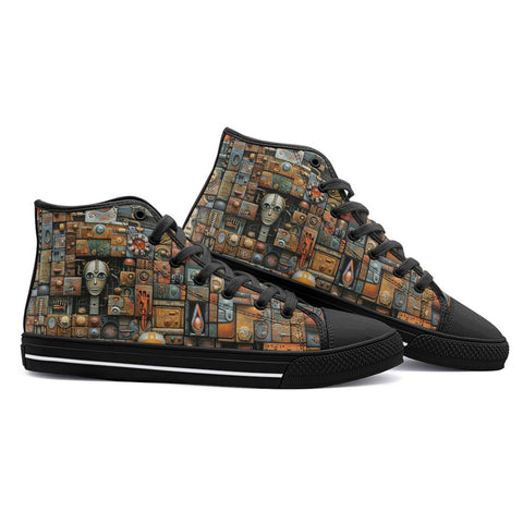 High-Top Canvas Shoes Fantasy Artwork Mosaic