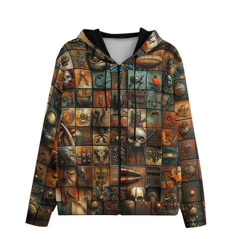 Men's Zip Up Hoodie Fantasy Artwork Collage