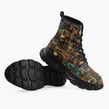 Casual Leather Chunky Boots Fantasy Artwork Collage