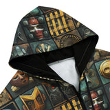 Men's Zip Up Hoodie Surreal Artwork Mosaic