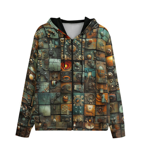 Men's Zip Up Hoodie Grotesque Wall Art Mosaic