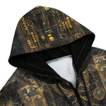 Men's Zip Up Hoodie Industrial Dark Bronze Collage