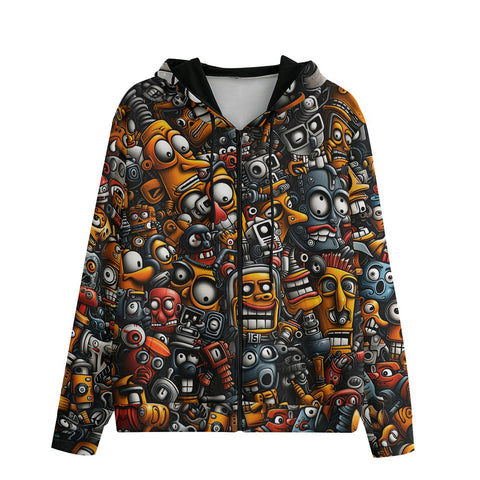 Men's Zip Up Hoodie Cartoon Robots Art