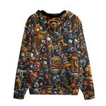 Men's Zip Up Hoodie Cartoon Robots Art