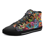 High-Top Canvas Shoes Colorful Graffiti