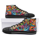 High-Top Canvas Shoes Colorful Graffiti