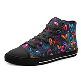 High-Top Canvas Shoes Colorful Neon Graffiti Hearts